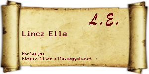Lincz Ella névjegykártya